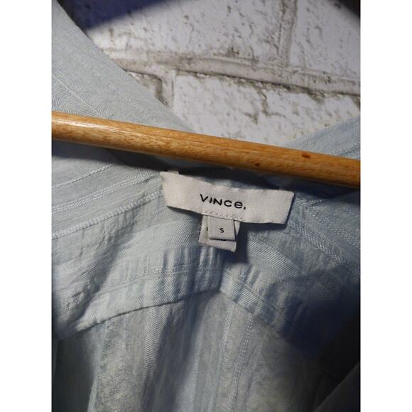Vince Tonal Stripe Vneck Drapey Button Down Blouse Small NEW - Picture 4 of 9